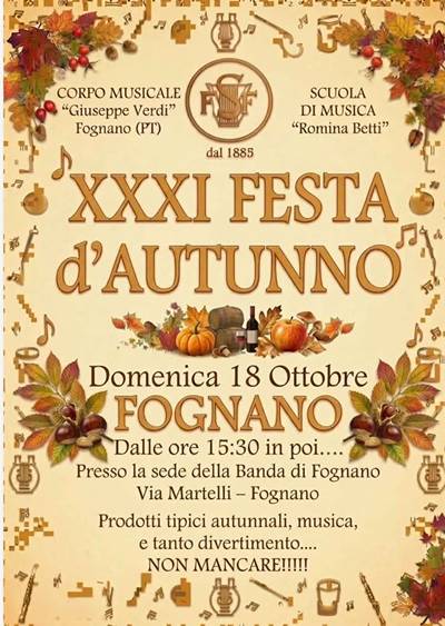Festa d'Autunno a Fognano 2026 Montale