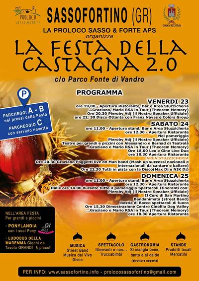 Festa della Castagna 2.0 a Sassofortino 2026 Roccastrada