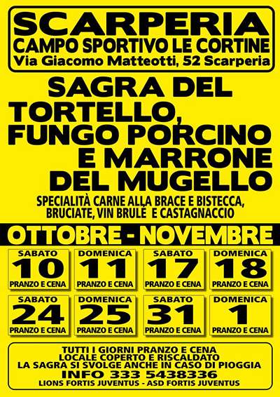 Sagra del Tortello Fungo Porcino e Marrone del Mugello a Scarperia 2026
