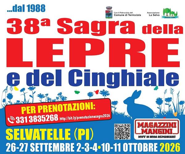 Sagra della Lepre e del Cinghiale a Selvatelle 2026 Terricciola