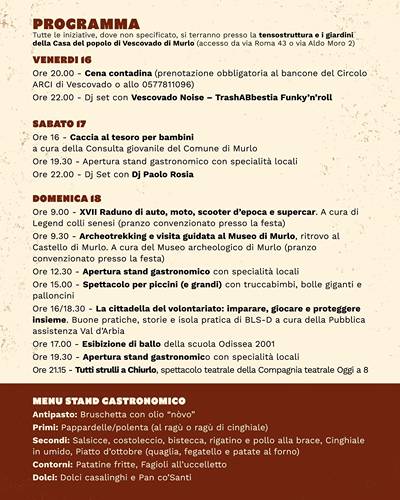 Sagre Siena Domenica 18 Ottobre 2026